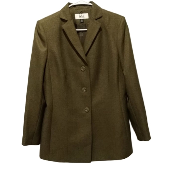Le Suit Jacket size 8 olive green - Picture 1 of 8